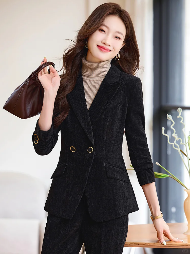 秋冬黑色经典👔韩系西装套装气质女神范