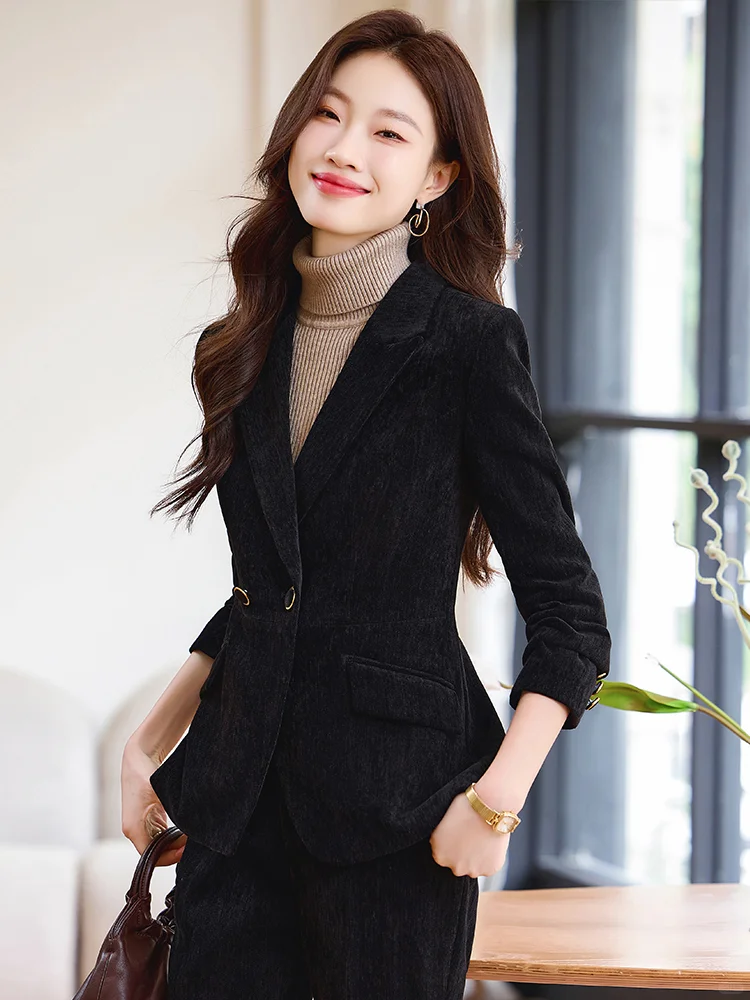 秋冬黑色经典👔韩系西装套装气质女神范