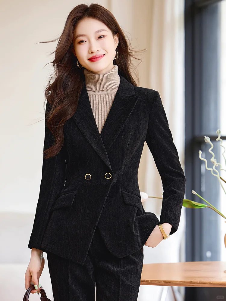秋冬黑色经典👔韩系西装套装气质女神范