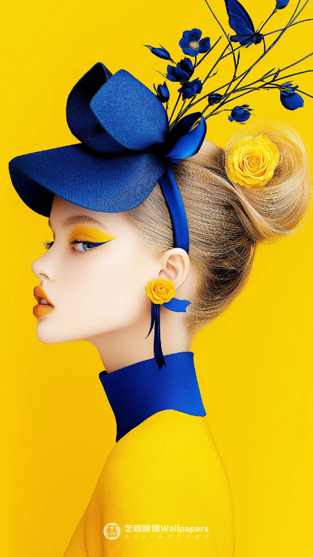手机壁纸#D520丨蓝玫瑰+黄玫瑰+少女III