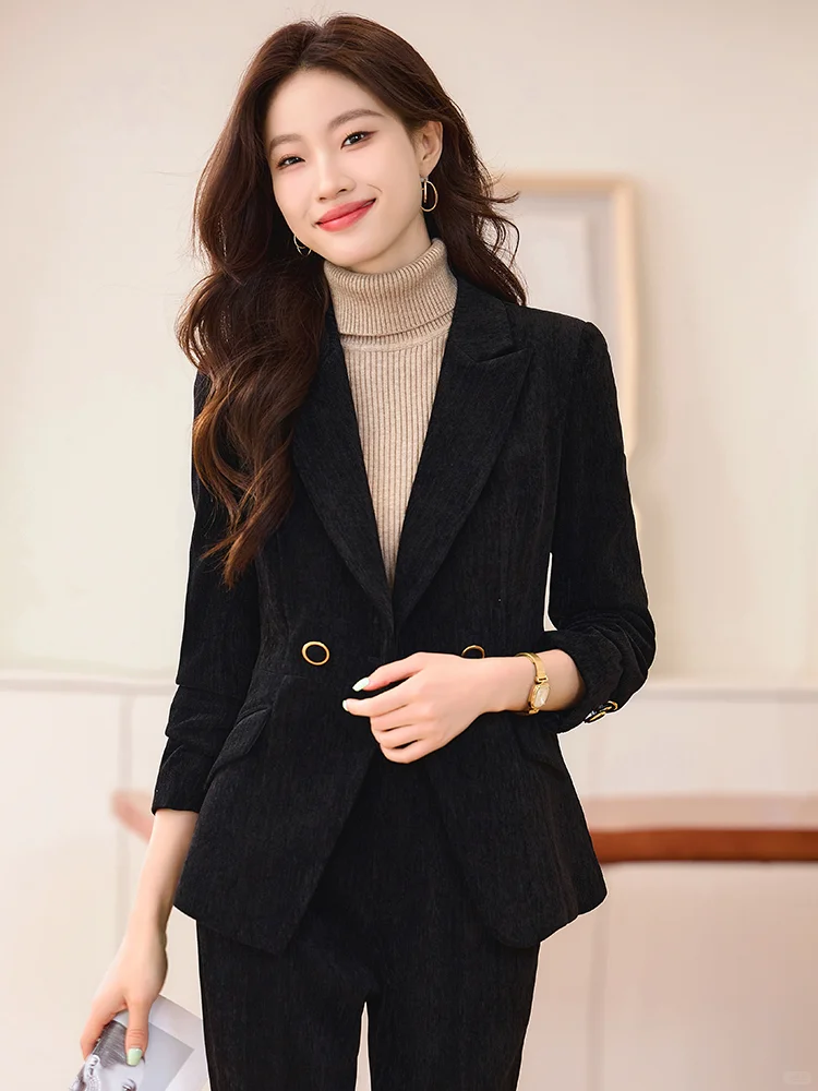 秋冬黑色经典👔韩系西装套装气质女神范