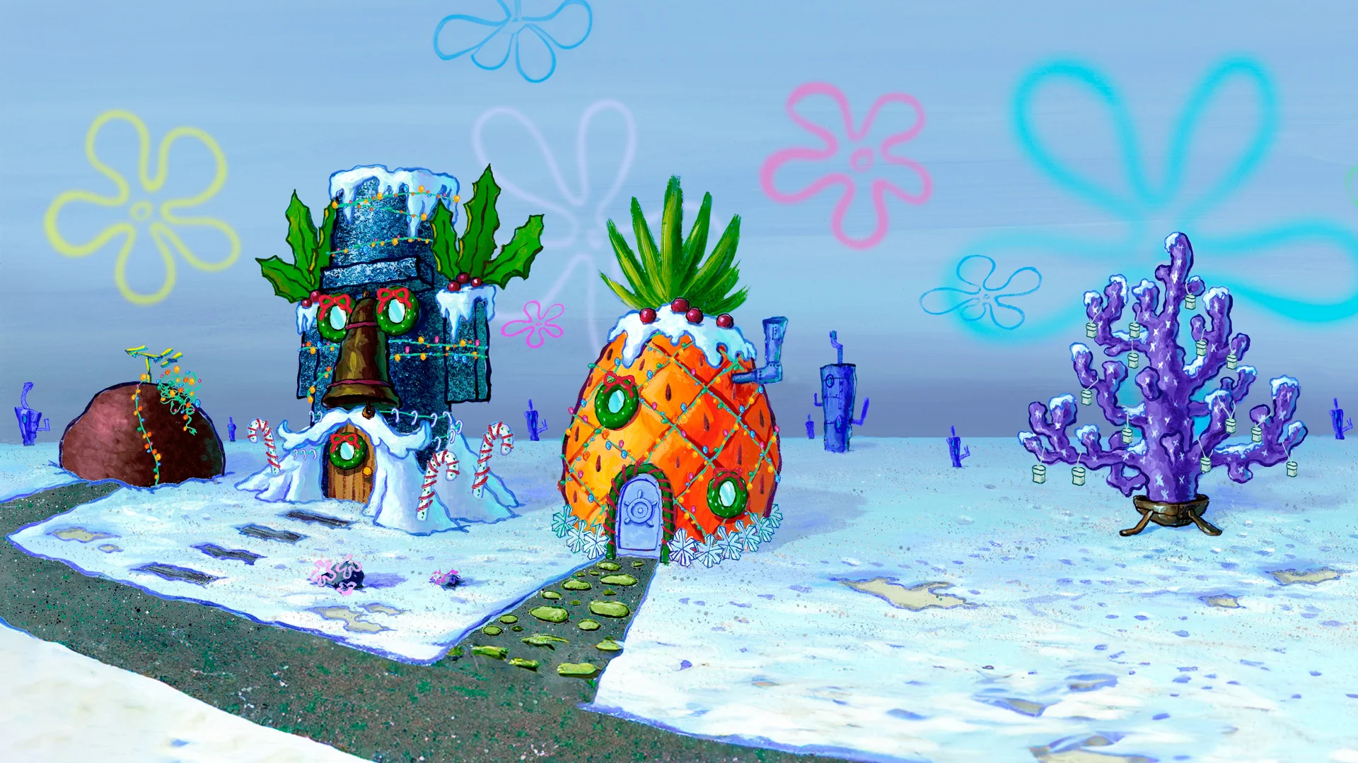 海绵宝宝桌面锁屏适配Winter Conch Street