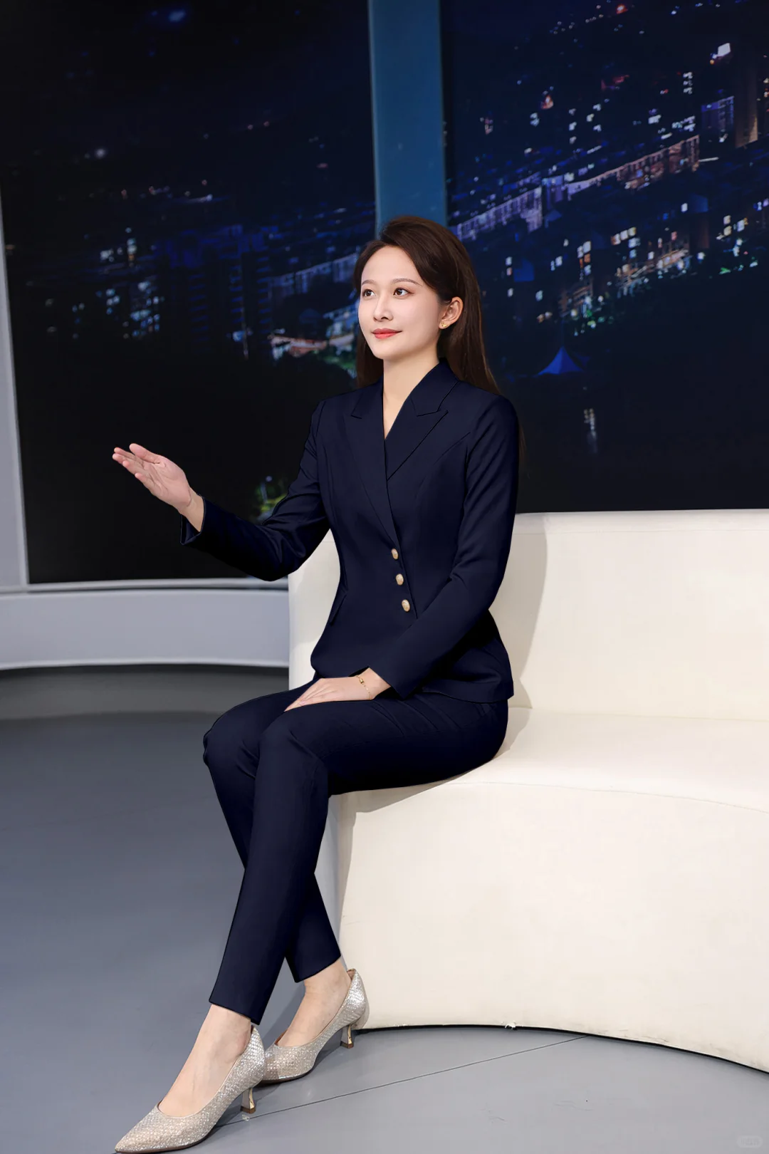 藏青色商务西装👔女神范必备