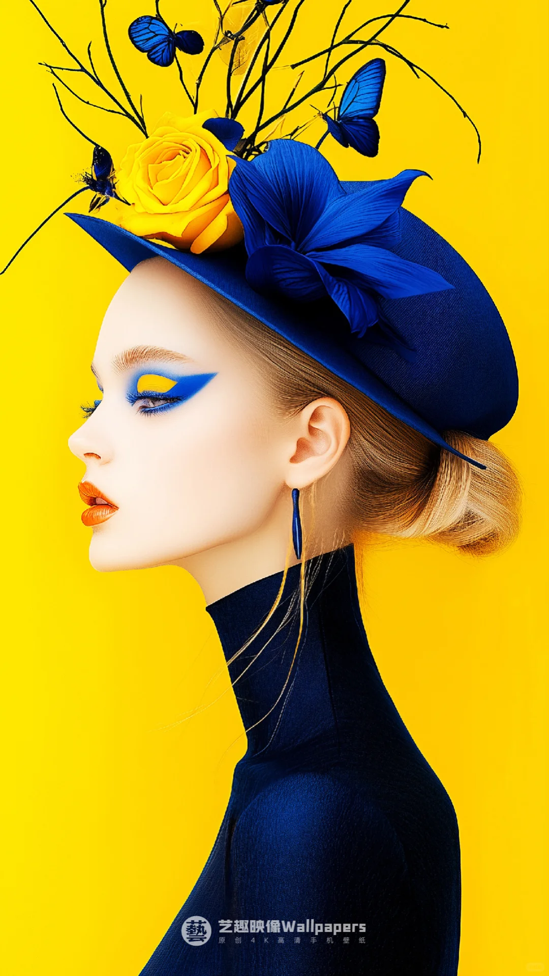 手机壁纸#D520丨蓝玫瑰+黄玫瑰+少女III