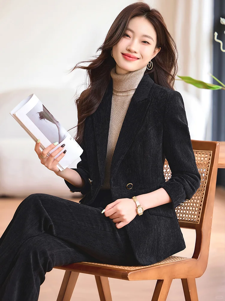 秋冬黑色经典👔韩系西装套装气质女神范