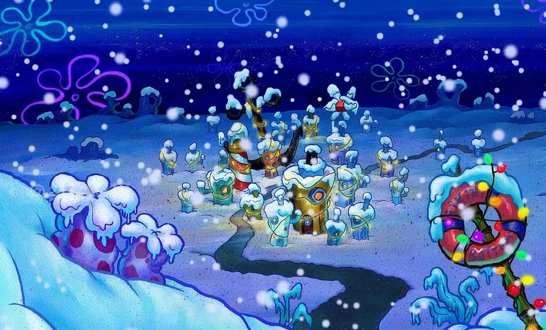 海绵宝宝桌面锁屏适配Winter Conch Street