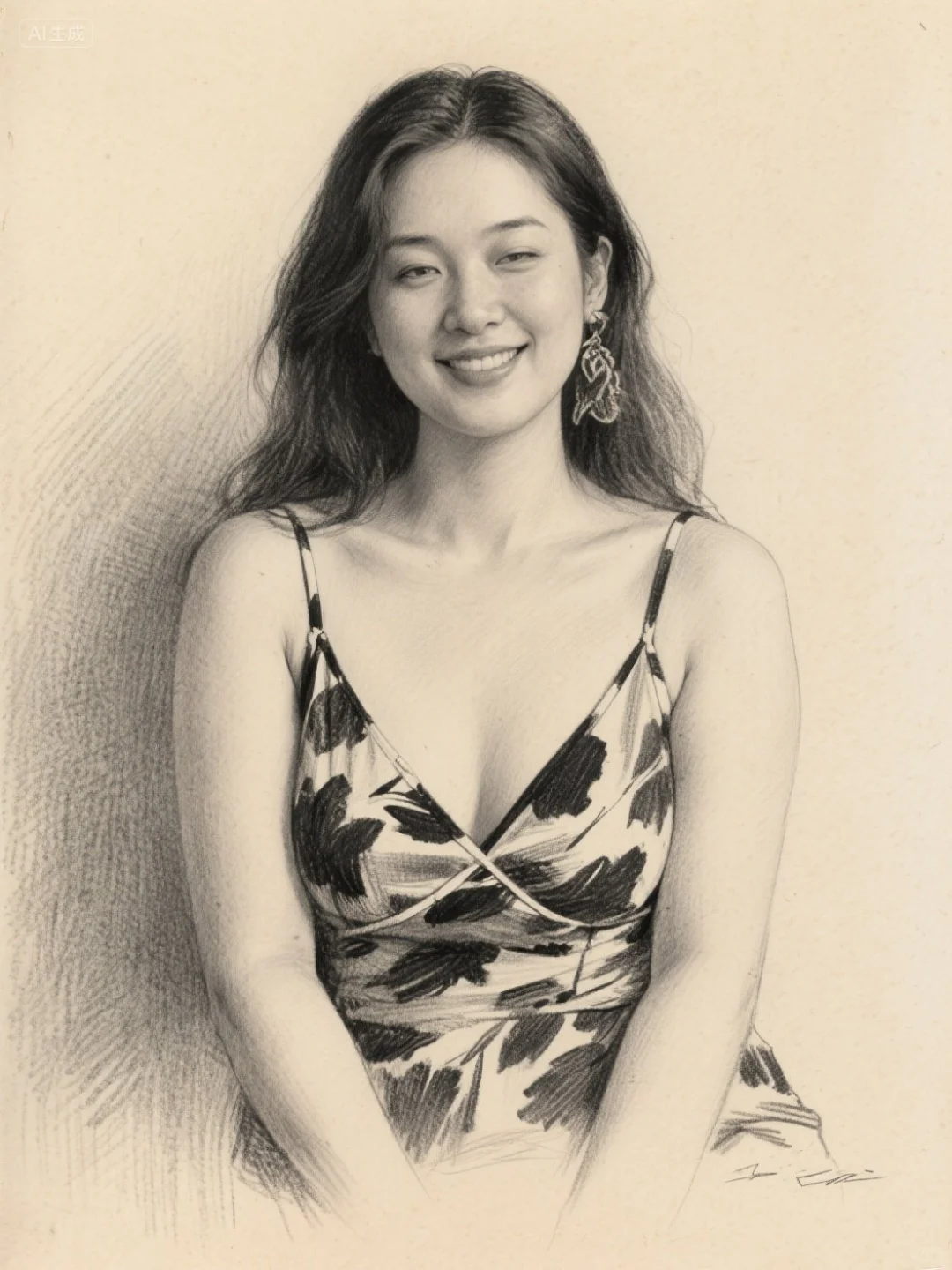 会眨眼的素描女孩，好喜欢～