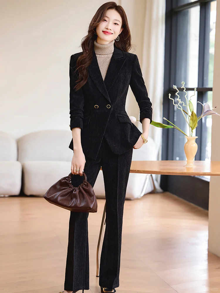 秋冬黑色经典👔韩系西装套装气质女神范