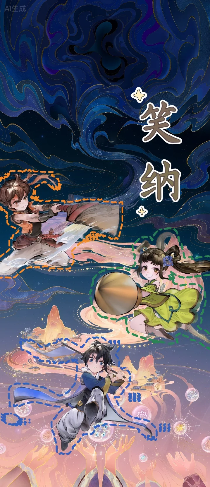 做了个孙家三兄妹的壁纸