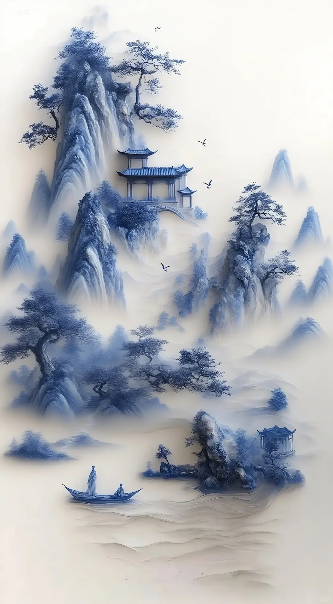 3D水墨画、水墨山水