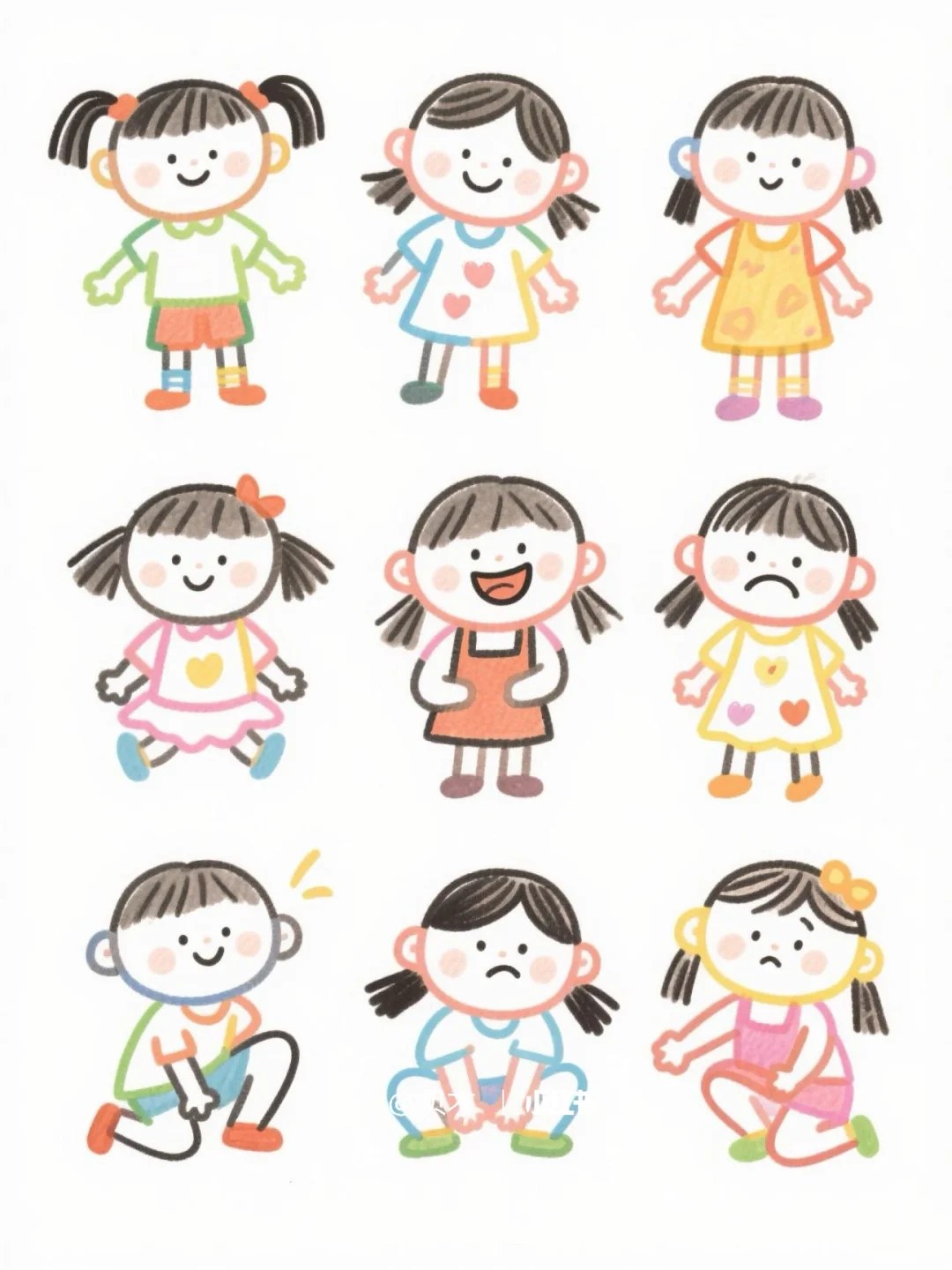 简笔画：小女孩👧🏻