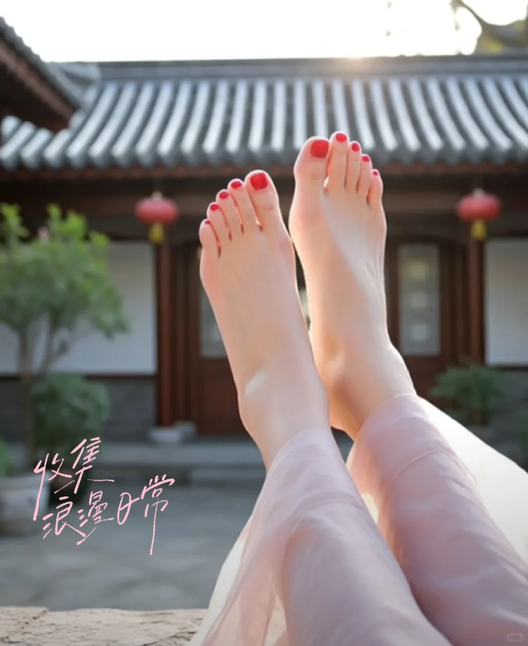 分享一下，红色美脚美脚丫尽情绽放