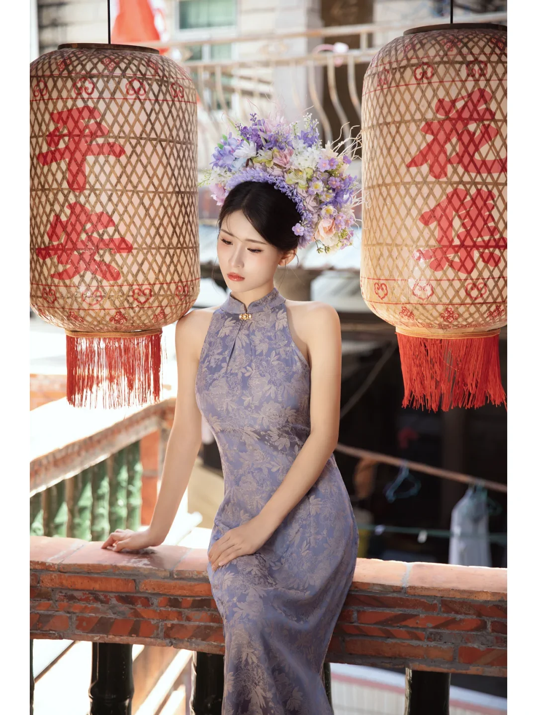 紫色旗袍，中式簪花绝绝子｜泉州西街写真 ~