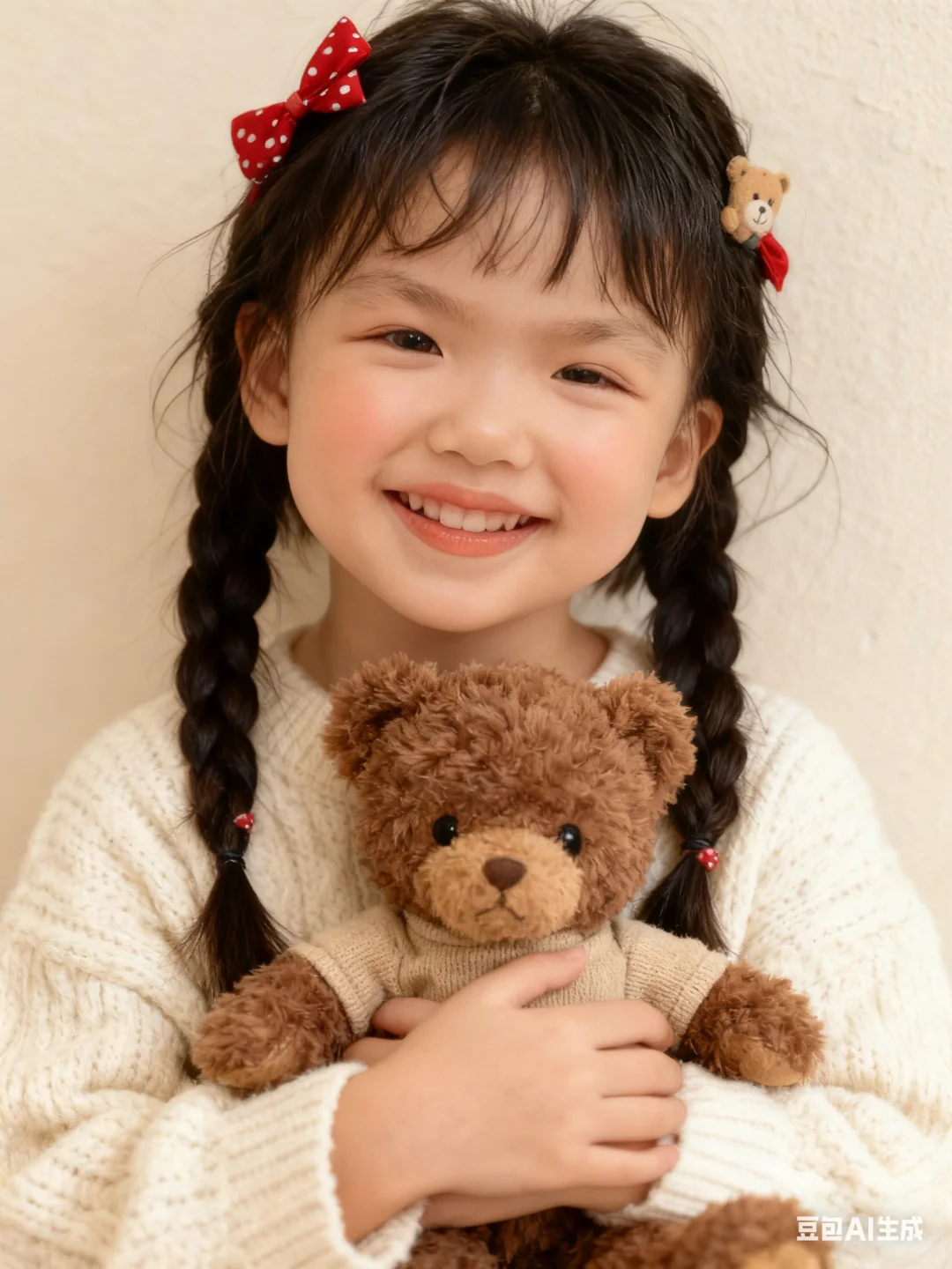 针织毛衣与绒毛小熊，宝宝的温馨写真