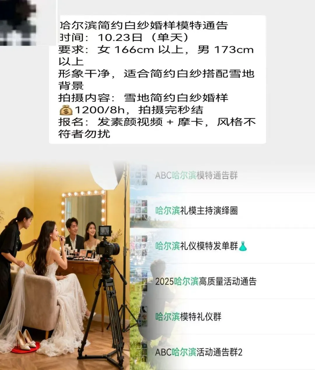 哈尔滨婚样模特1200+来自哈尔滨模特通告群