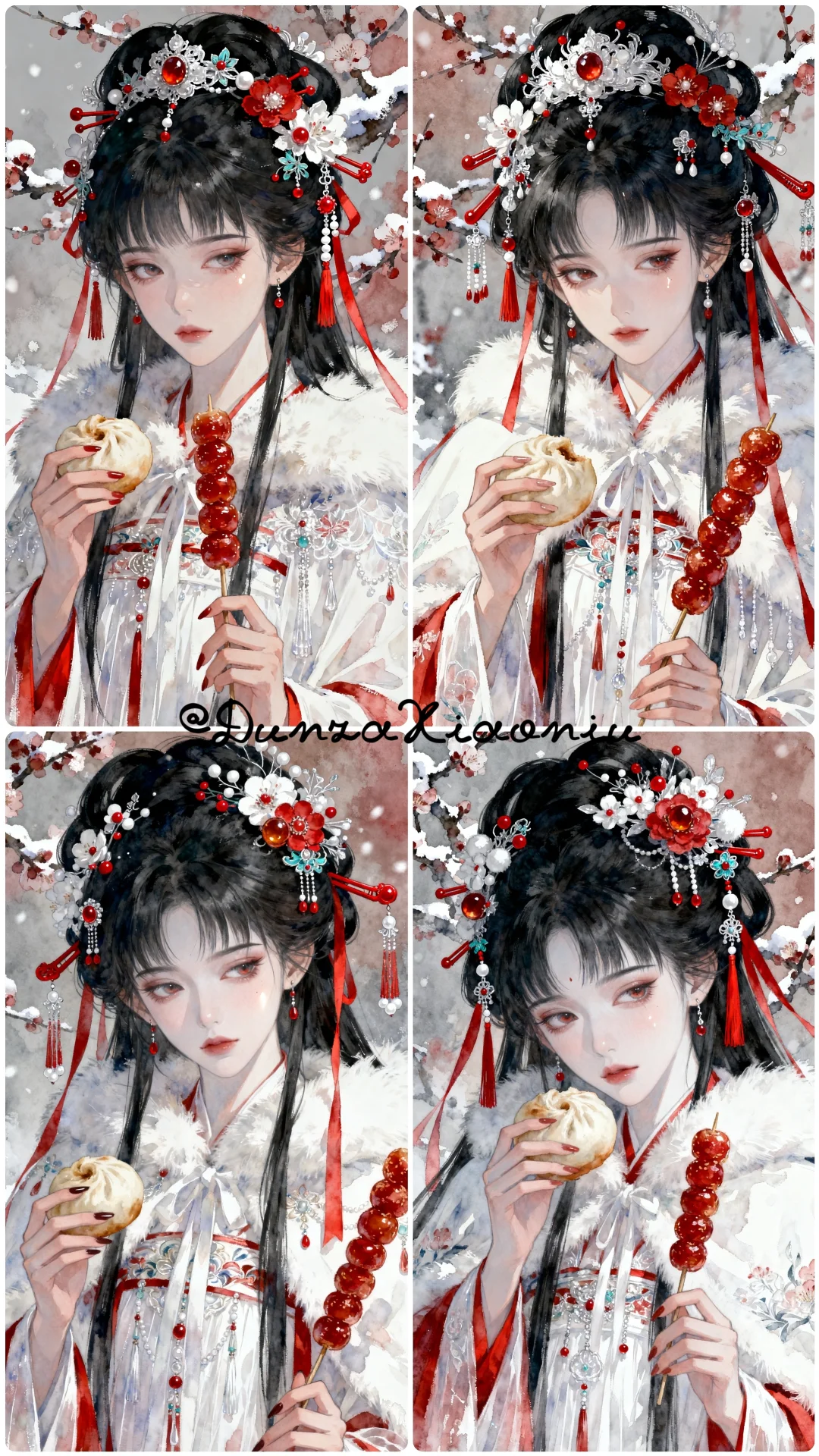 【寒梅】梅蕊含羞半绽时，美人折枝鬓云迟