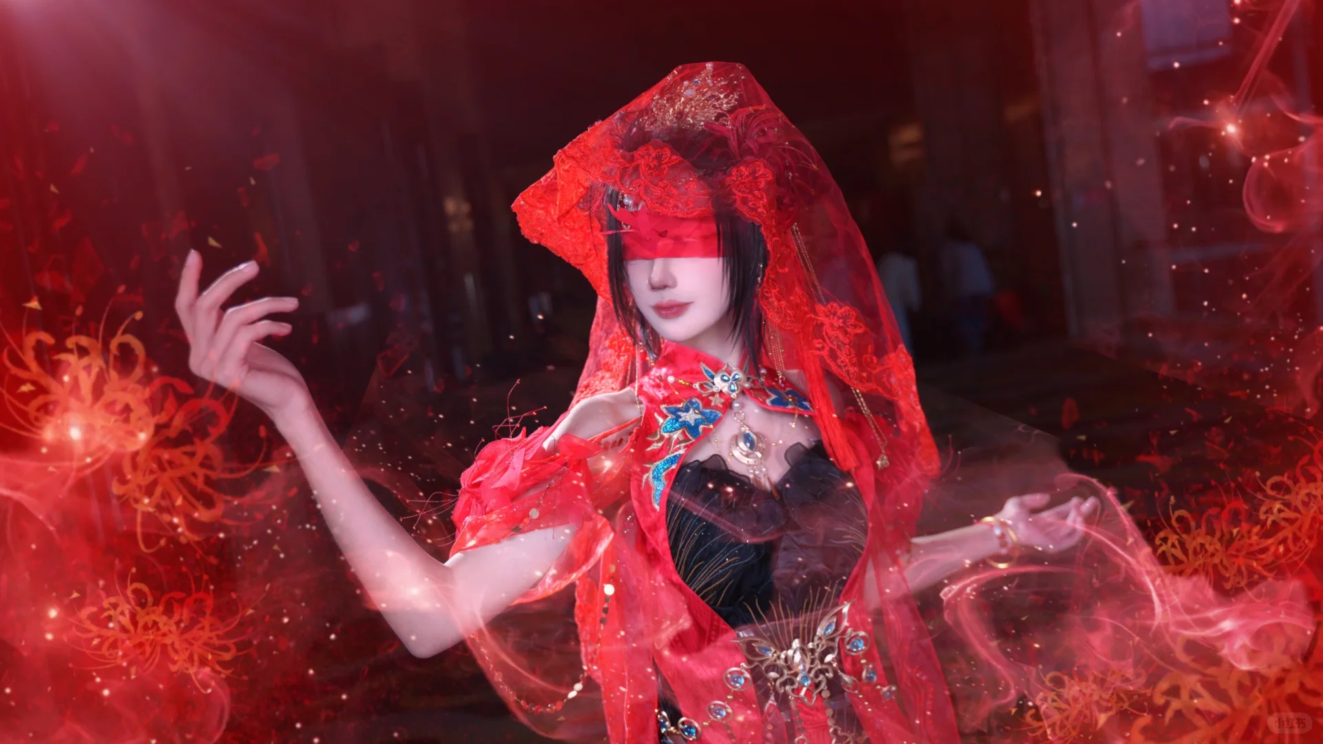 弦月露浓夜啼鸦，幽影掩映隔皓纱
