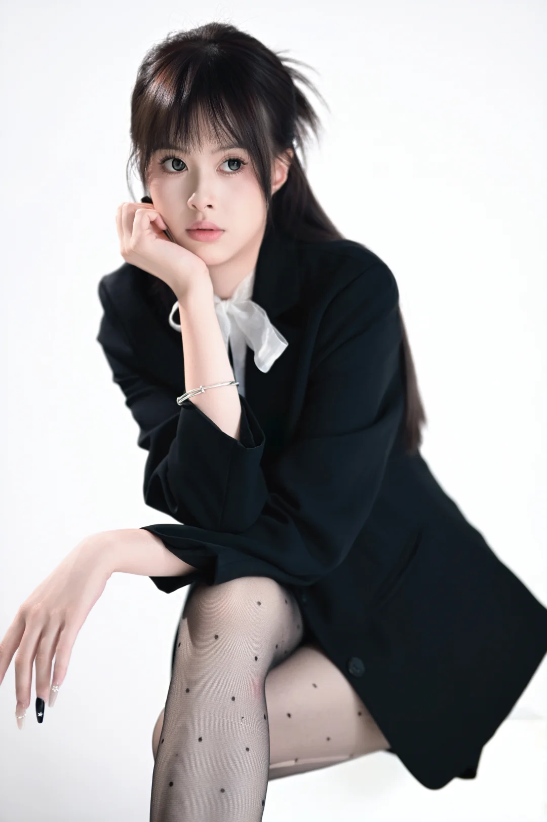 韩系甜酷黑西装也是拍啦！