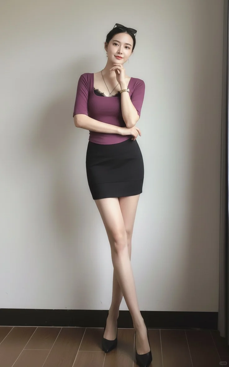 紧身包臀裙真的超显身材😻蕾丝加紫色真好