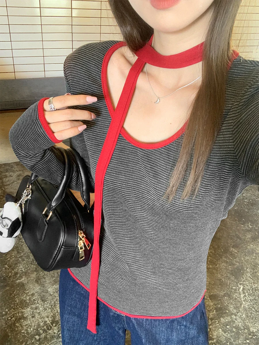 🔴灰红撞色针织衫|复古甜辣风被我玩明白