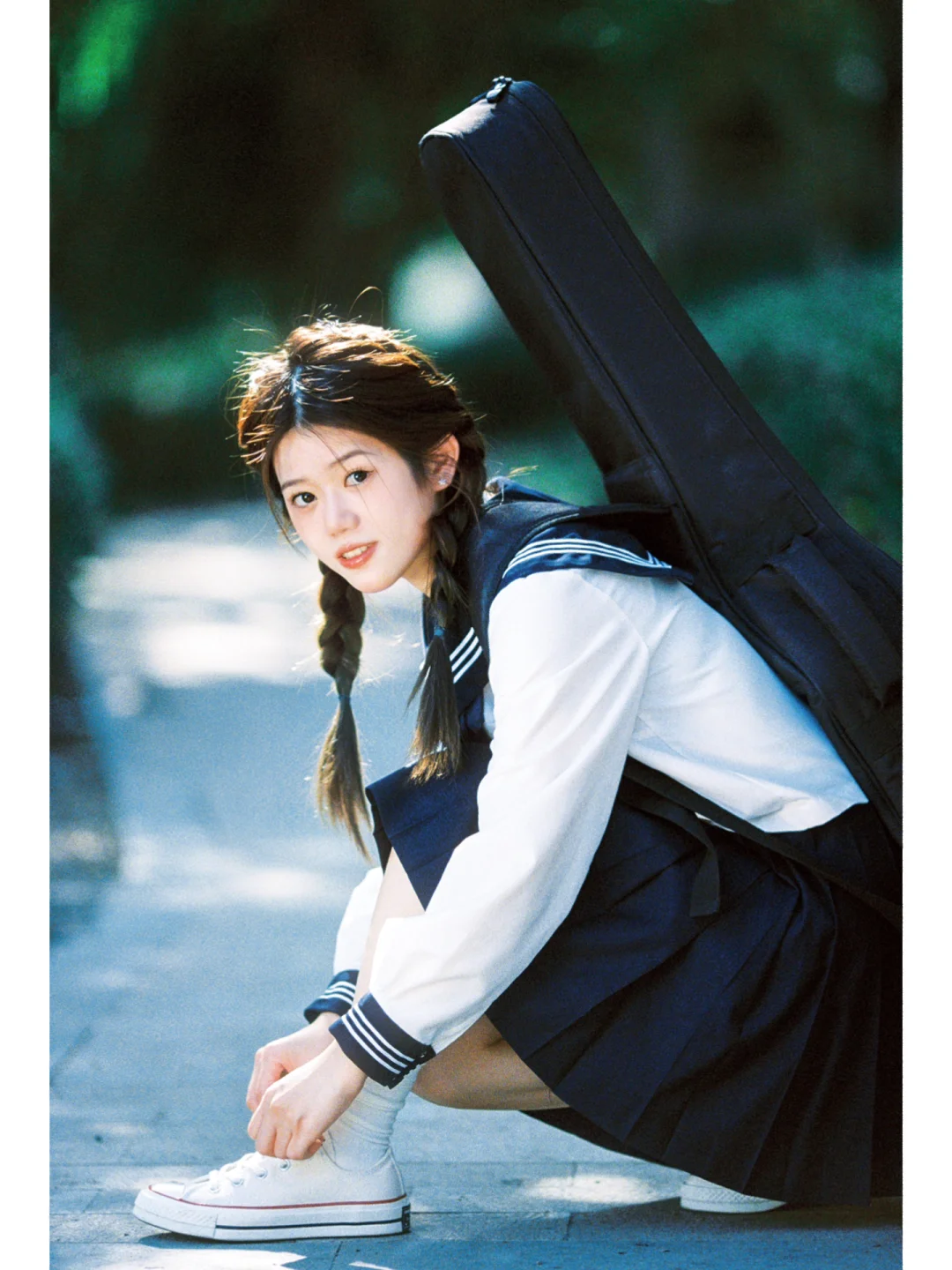 JK制服写真🎒放学路上的公园真的太好拍了!