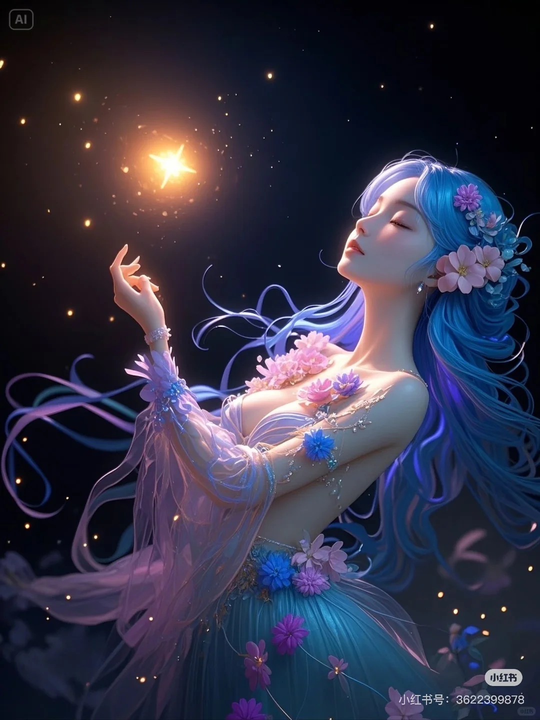 蓝色仙女，唯美动漫头像