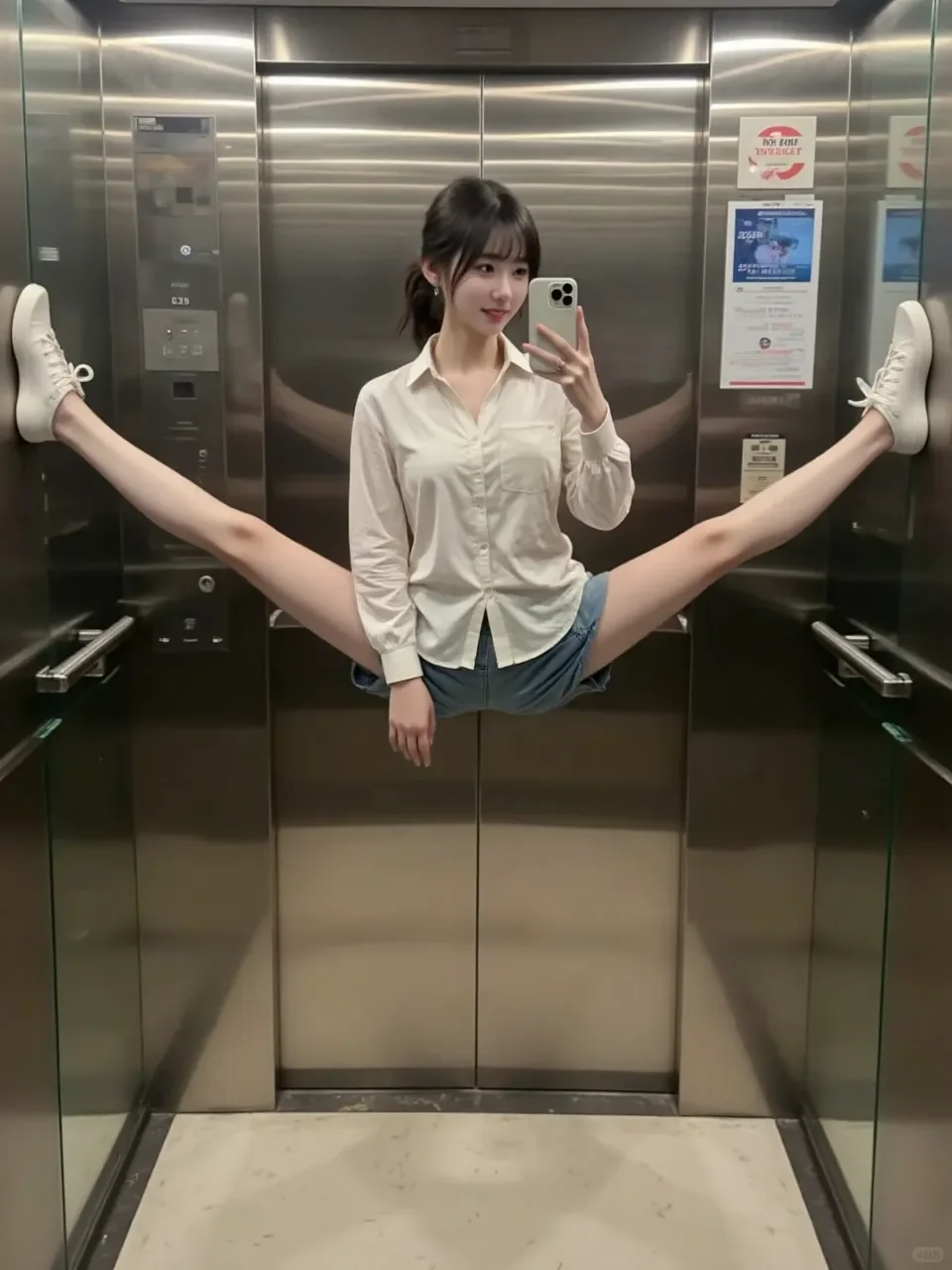 AI绘画 电梯女孩
