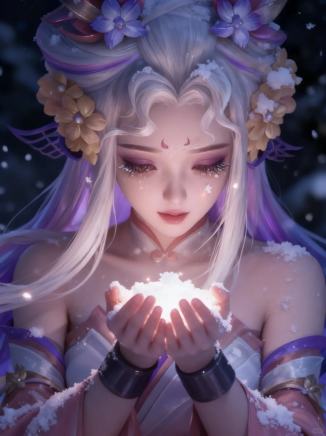 这么近,那么美,王者女英雄捧雪照