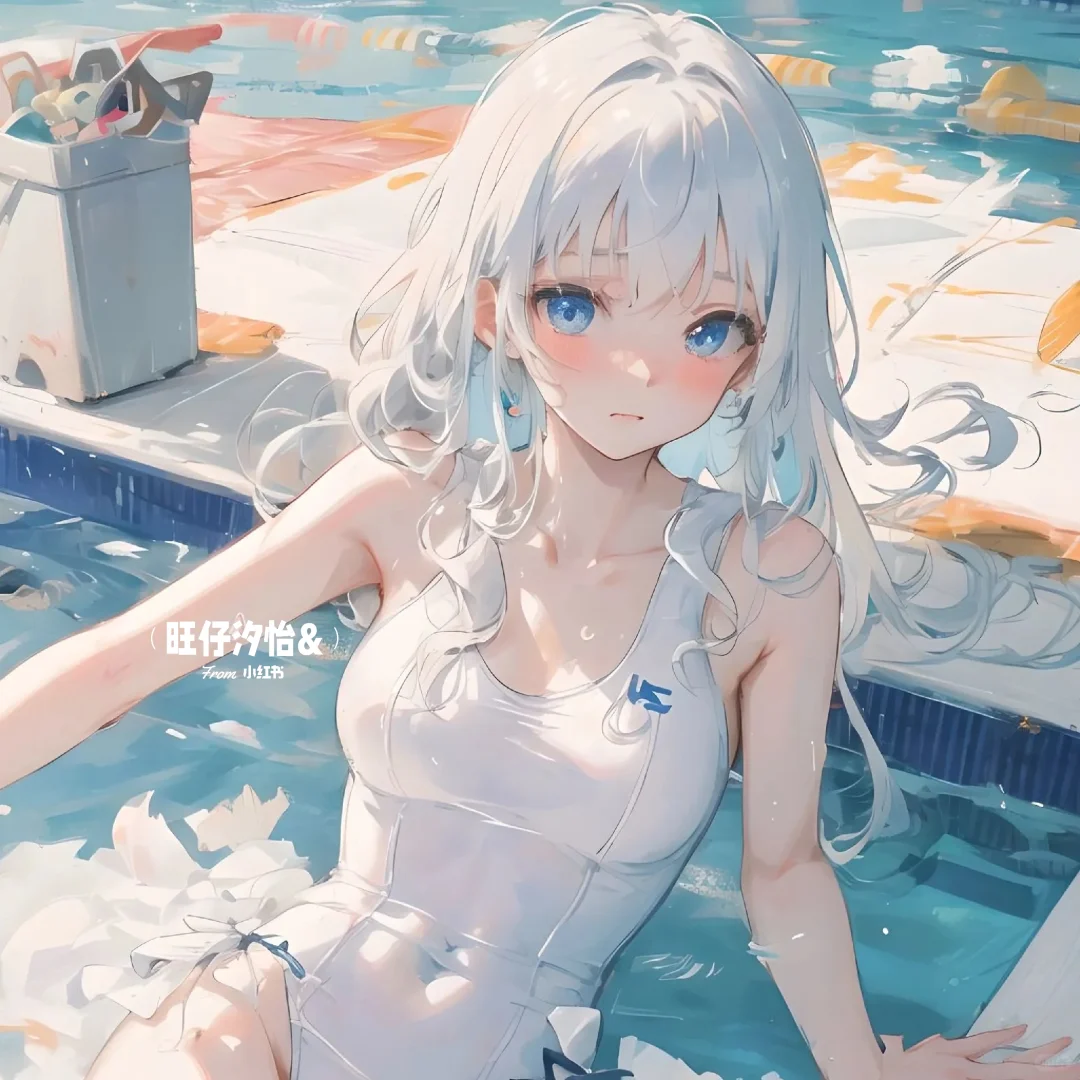 游泳池里的少女|泳装|少女头像|AI绘画