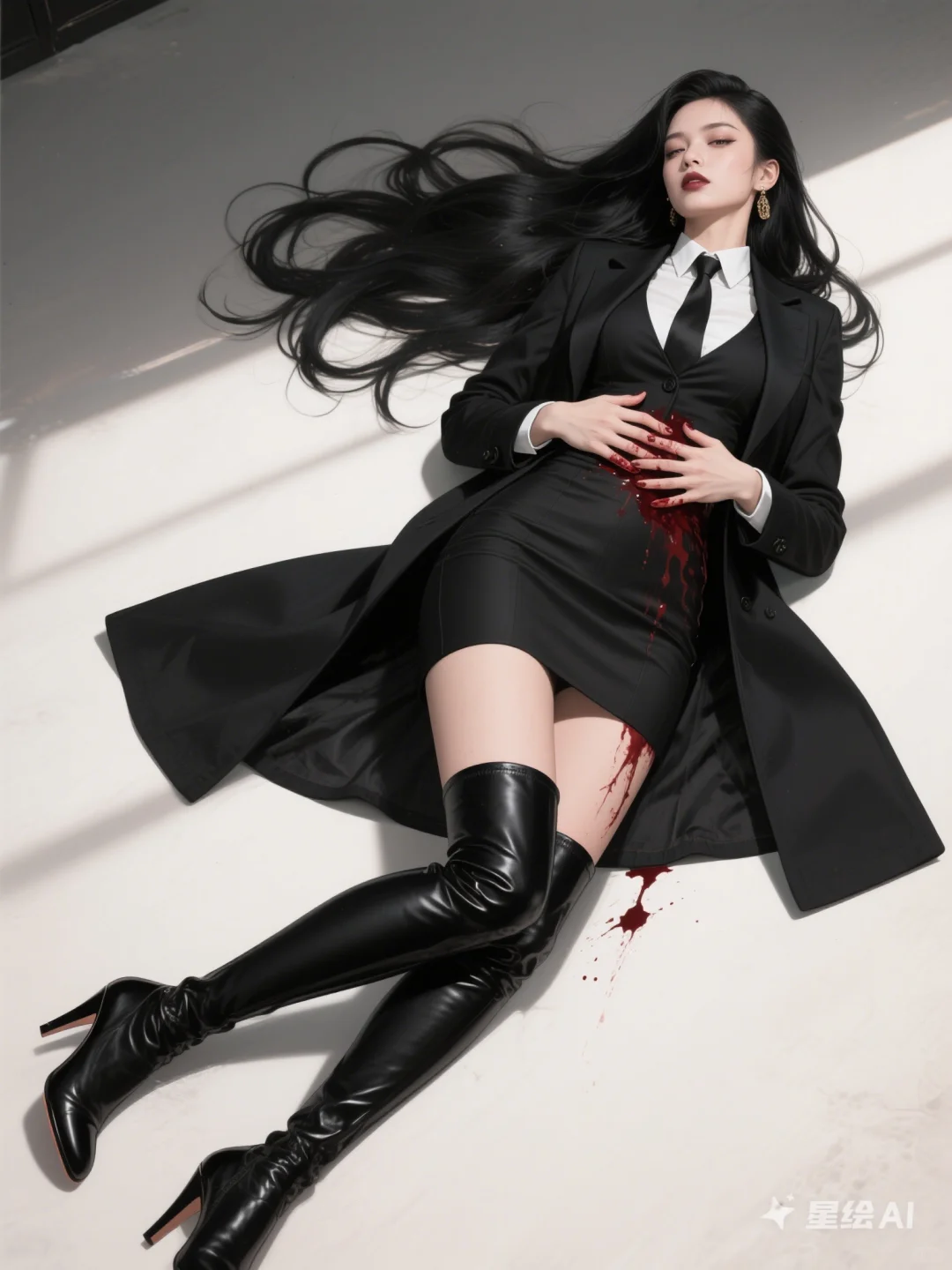 冷艳女杀手腹部被刺穿