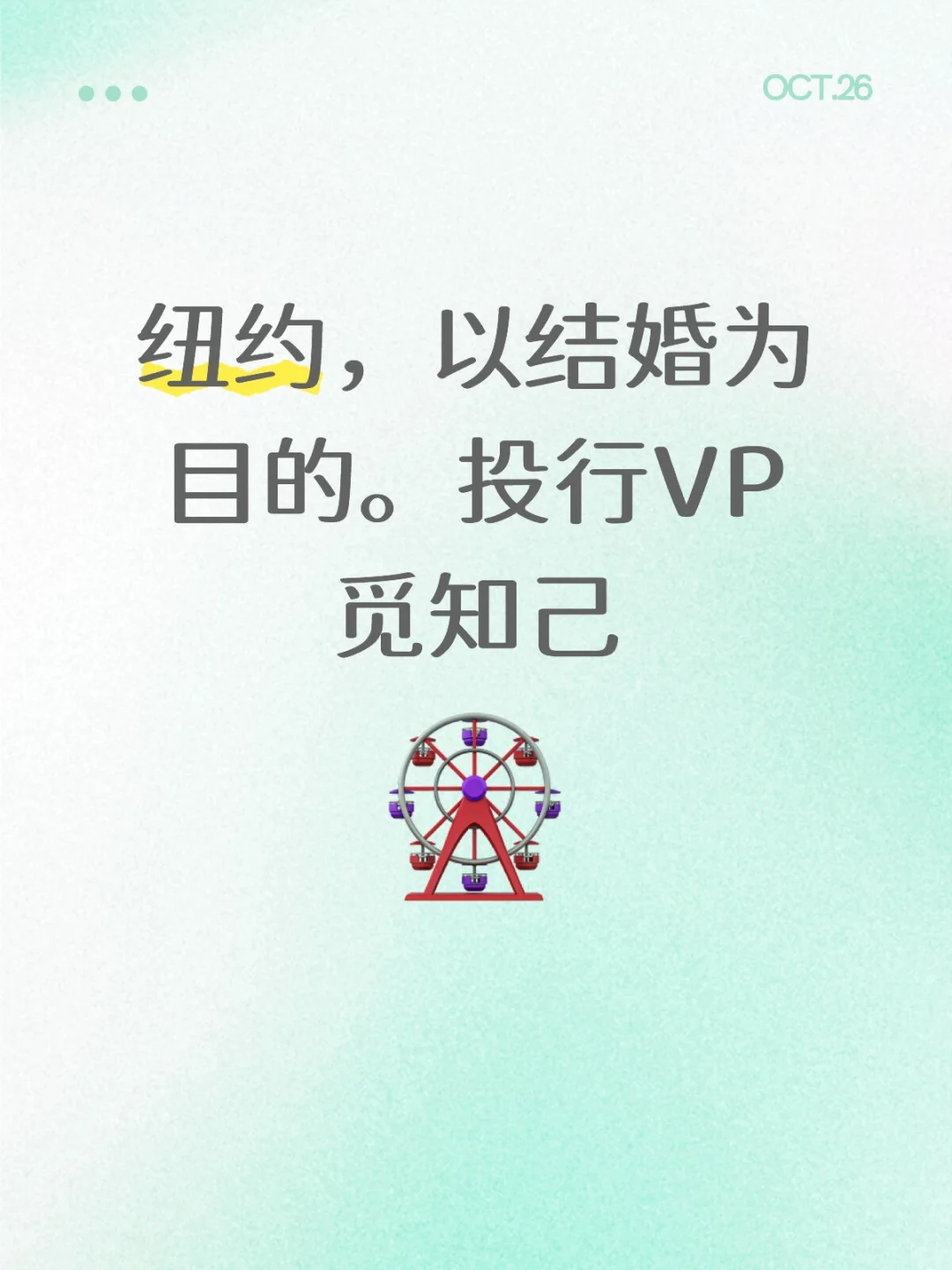 纽约,以结婚为目的。投行VP觅知己