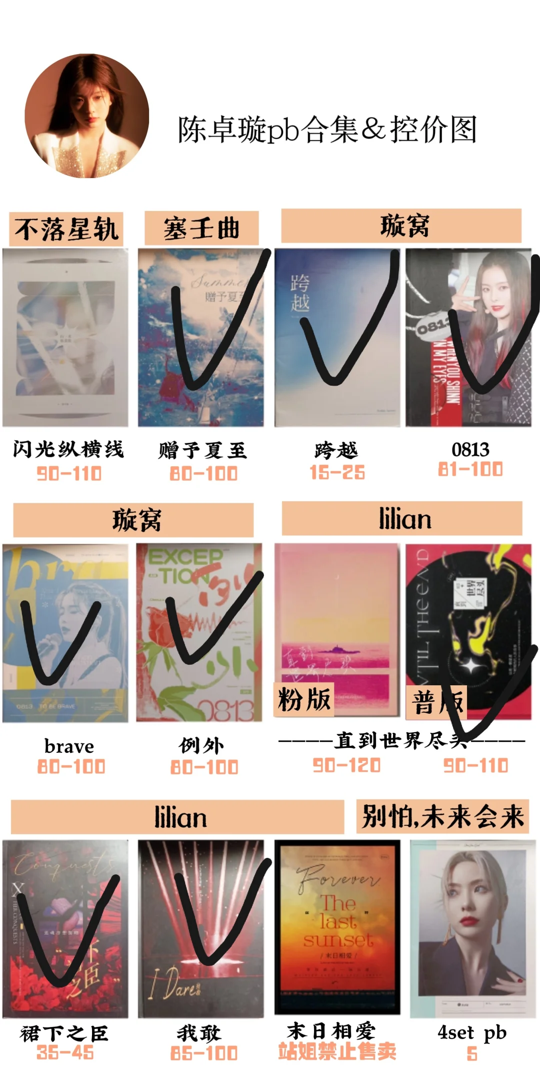 出(划勾部分)陈卓璇PB写真集,标价出