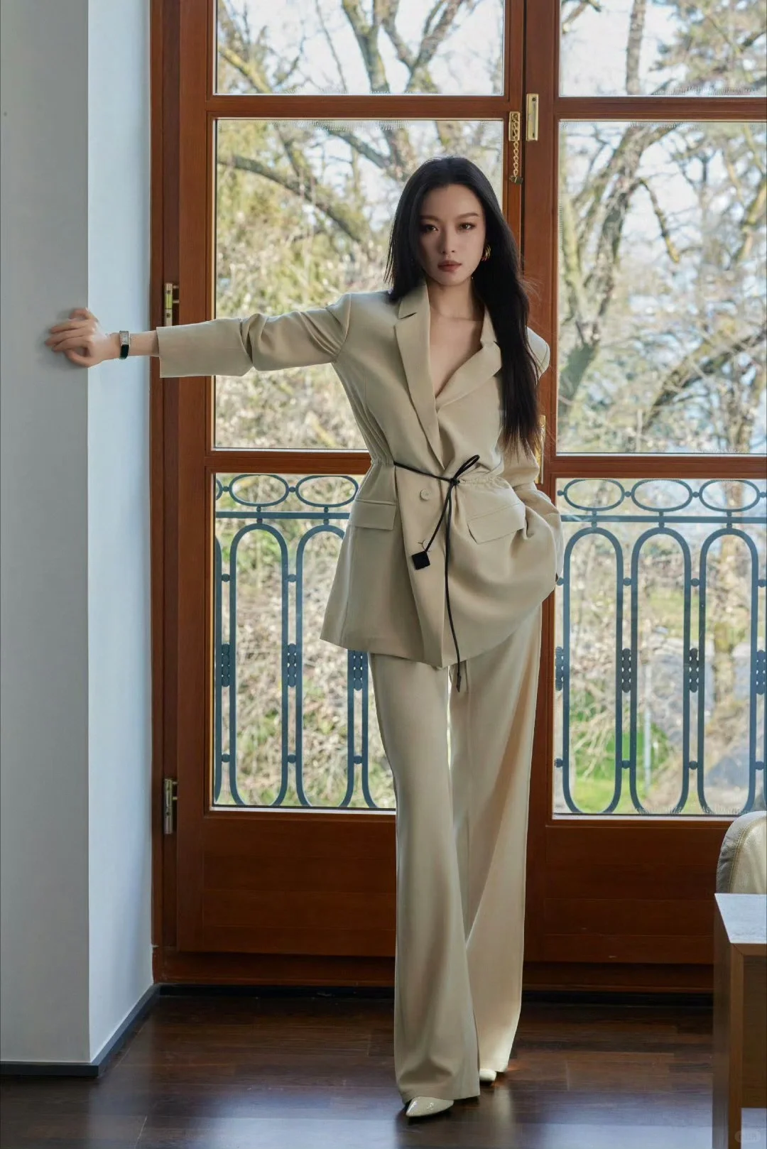 倪妮 Lanvin2025早春系列 卡其色套装西装杀