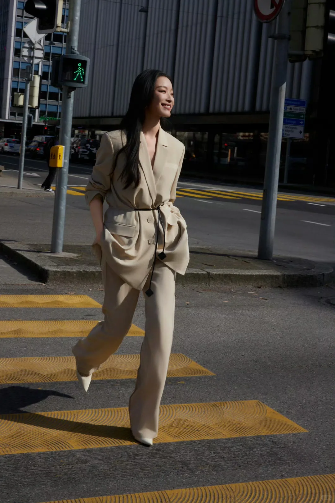 倪妮 Lanvin2025早春系列 卡其色套装西装杀