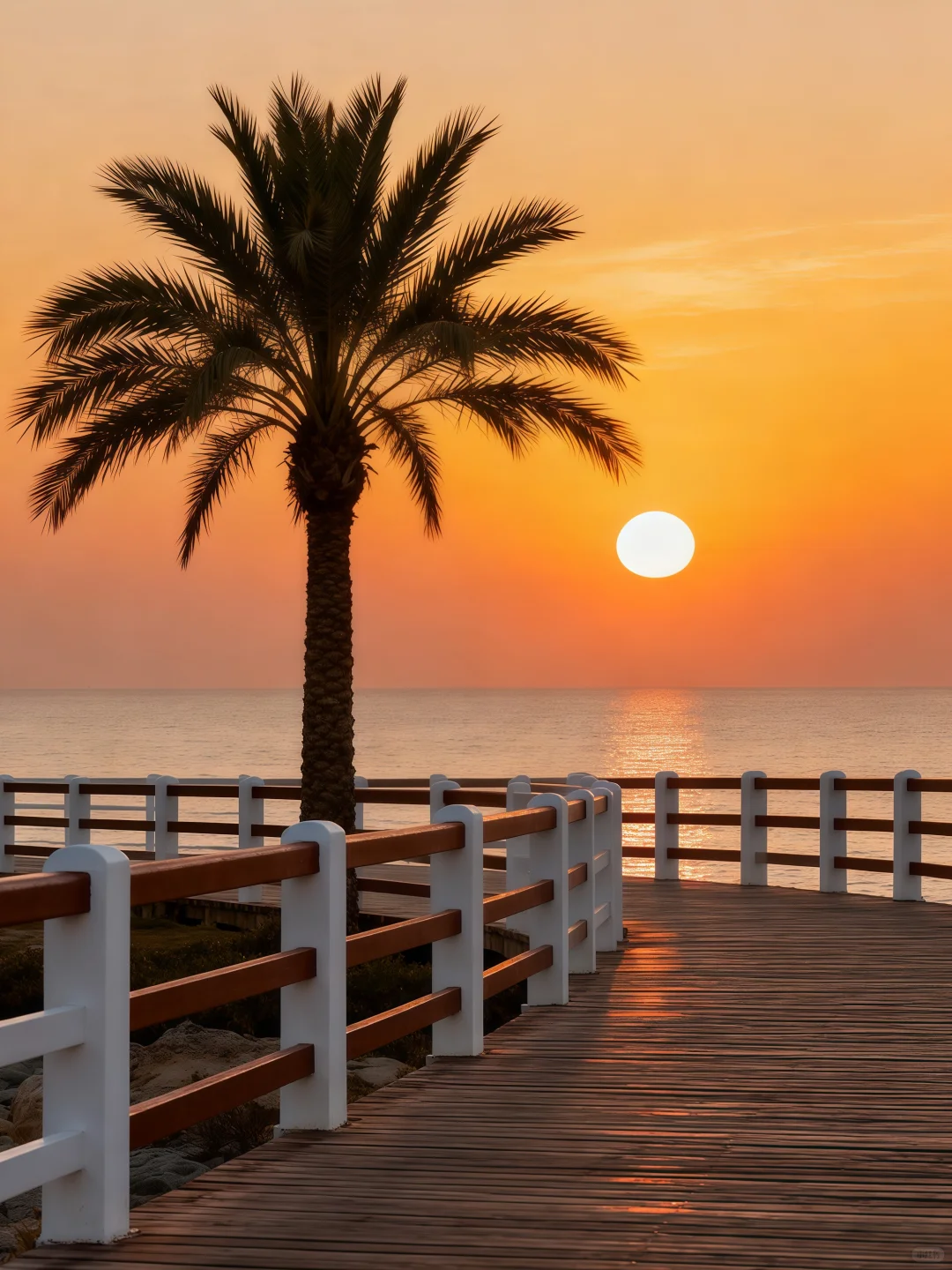 海边夕阳背景图（礼貌拿图）