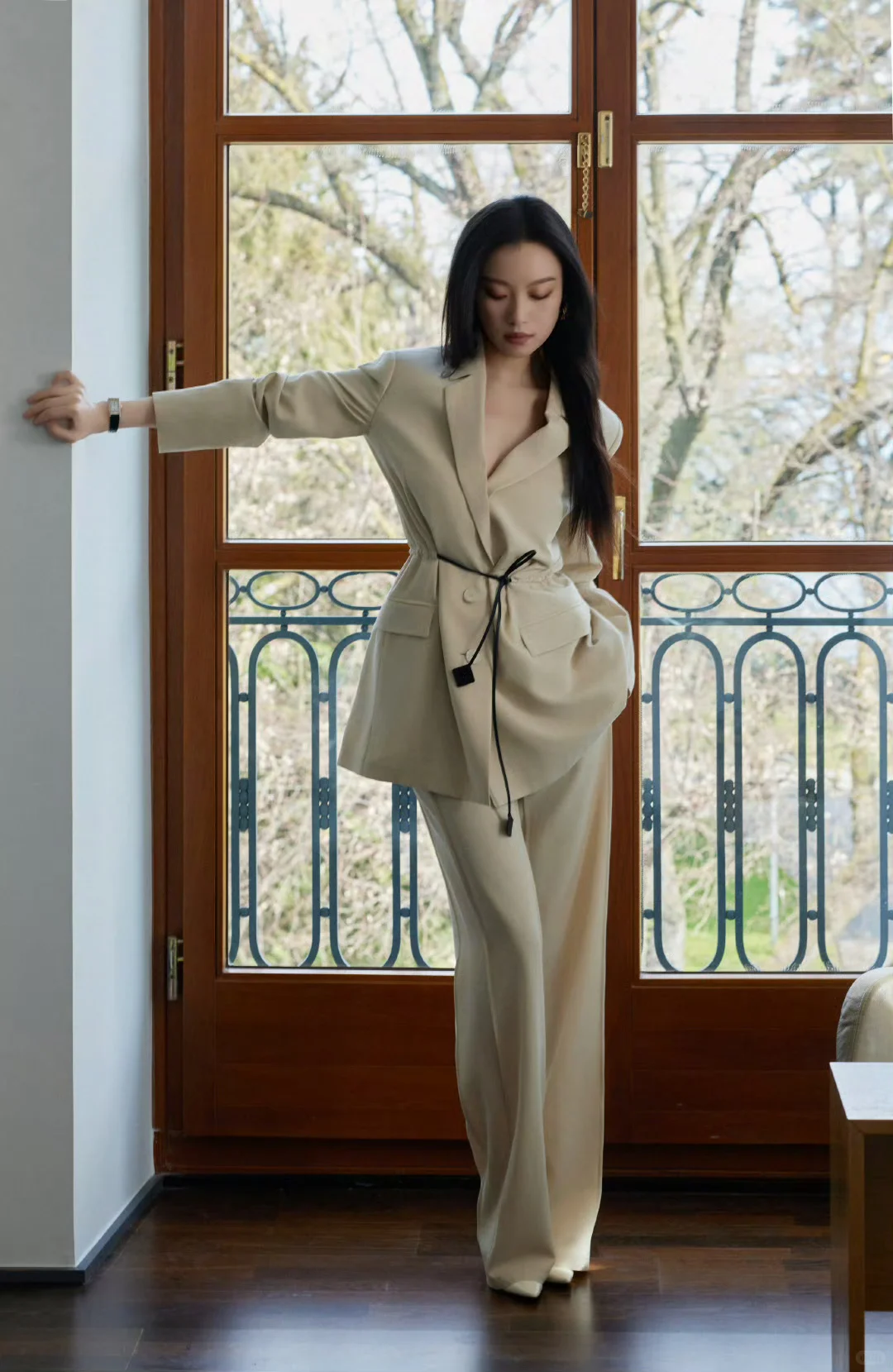 倪妮 Lanvin2025早春系列 卡其色套装西装杀