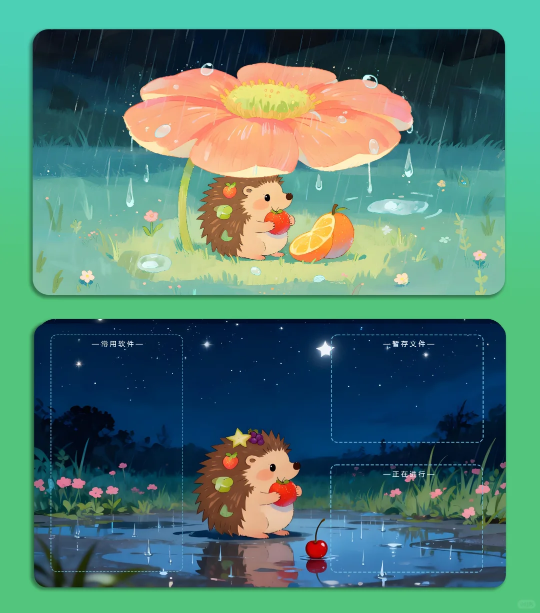 95壁纸︱躲雨的小刺猬,电脑壁纸