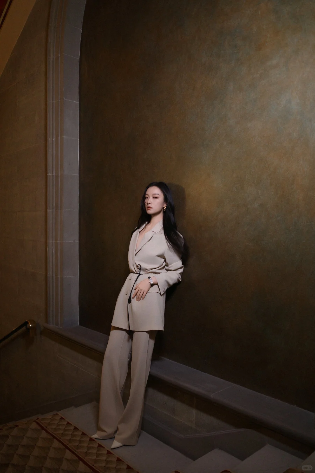 倪妮 Lanvin2025早春系列 卡其色套装西装杀