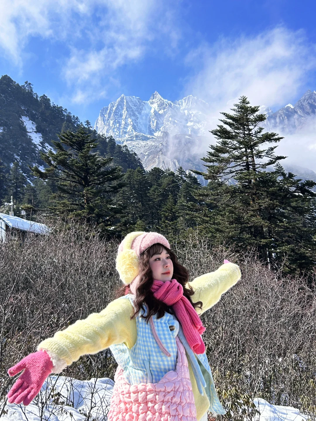 微胖穿搭|雪山秋冬旅游搭配