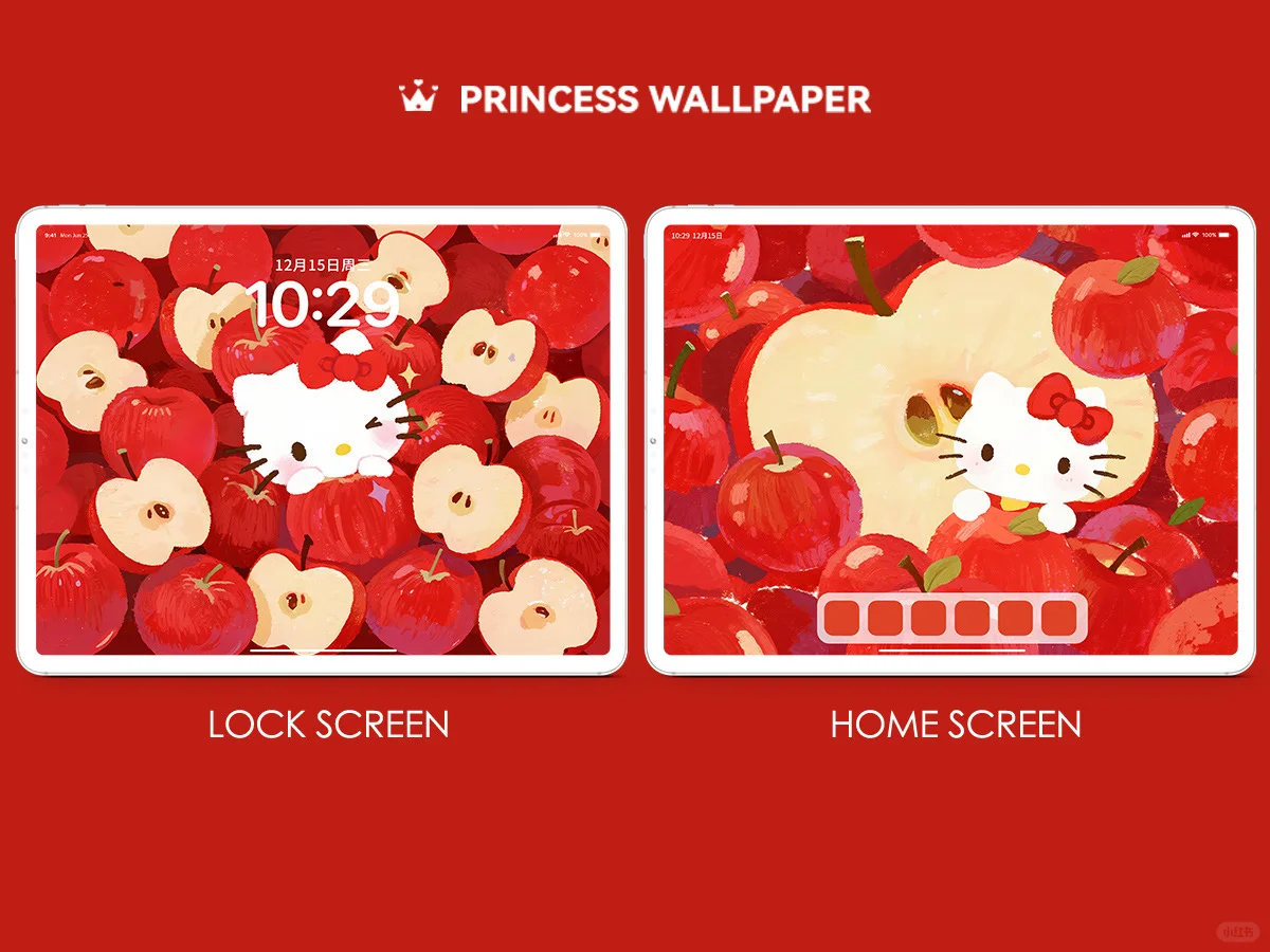 1022#🍎HelloKitty满屏苹果❤️平板高清壁纸