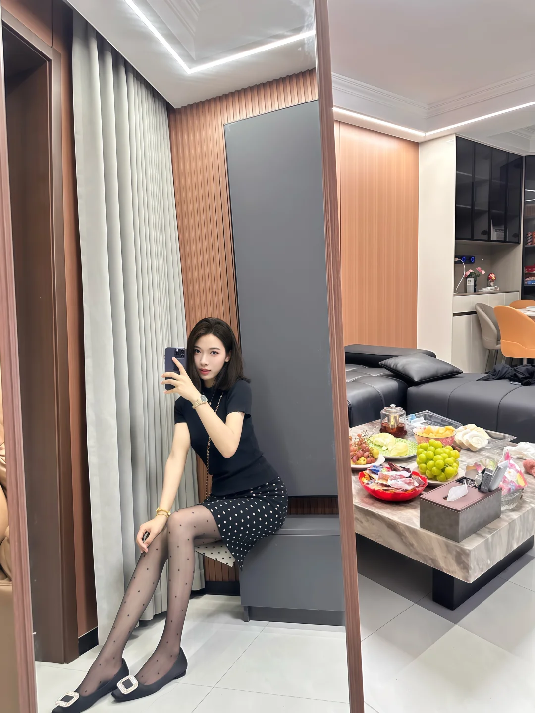 黑色波点包臀裙 古早的神!