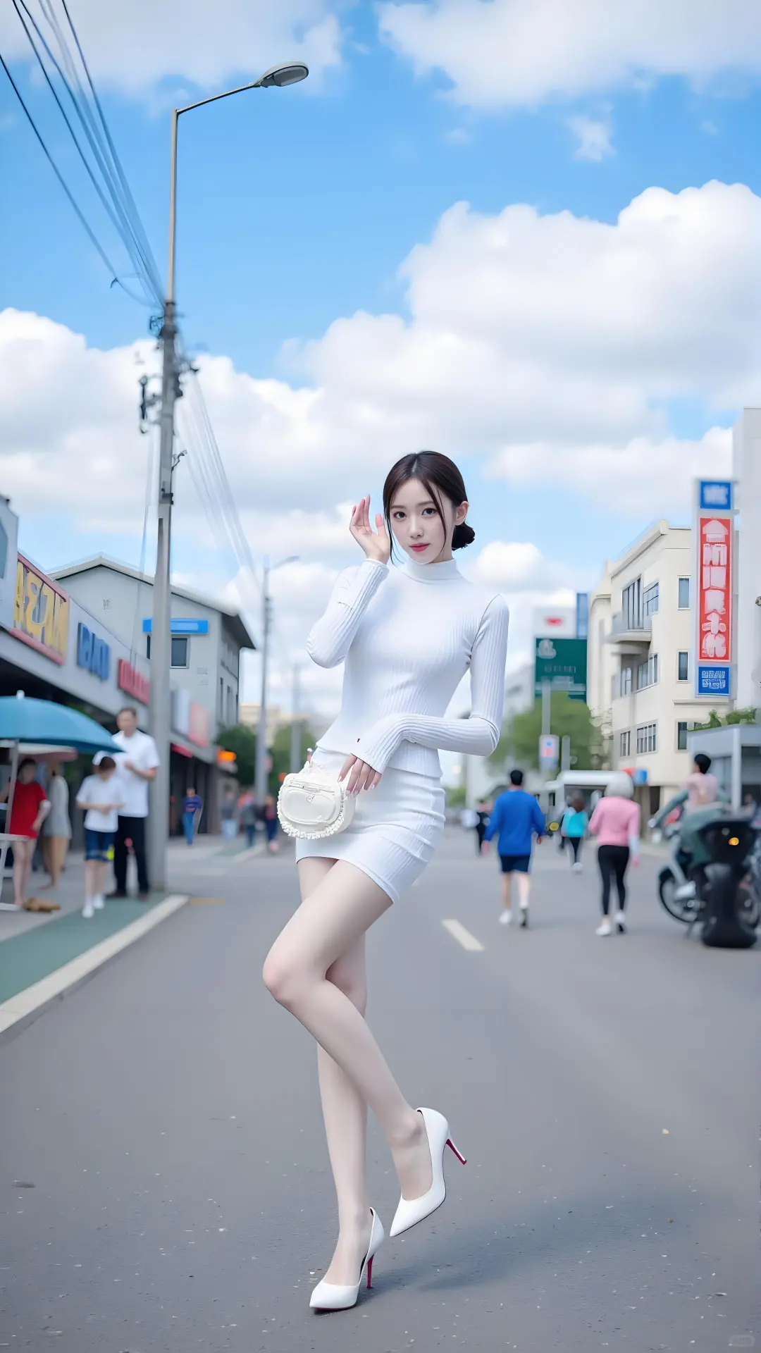 街拍大长腿性感女友
