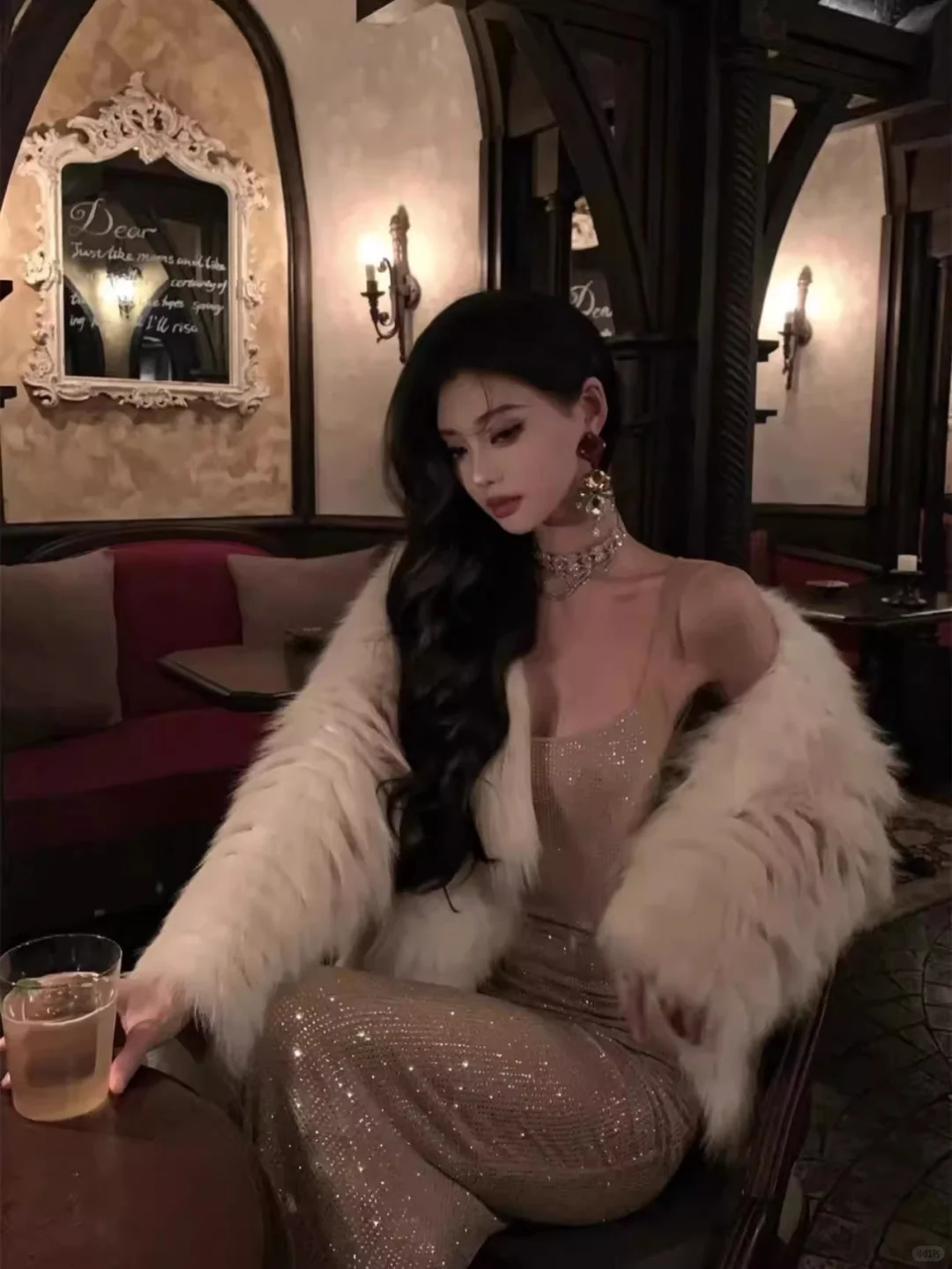 烫钻修身吊带连衣裙露背显瘦晚宴礼服长裙