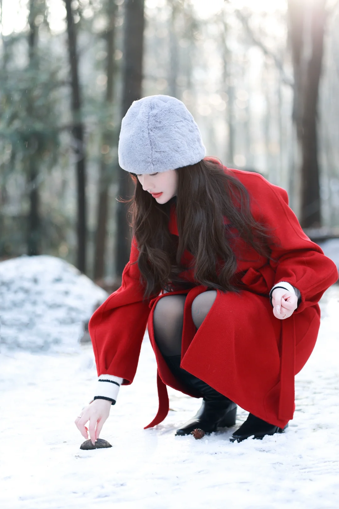 穿格雷过年⛄️ 属于i人的雪景拍照动作