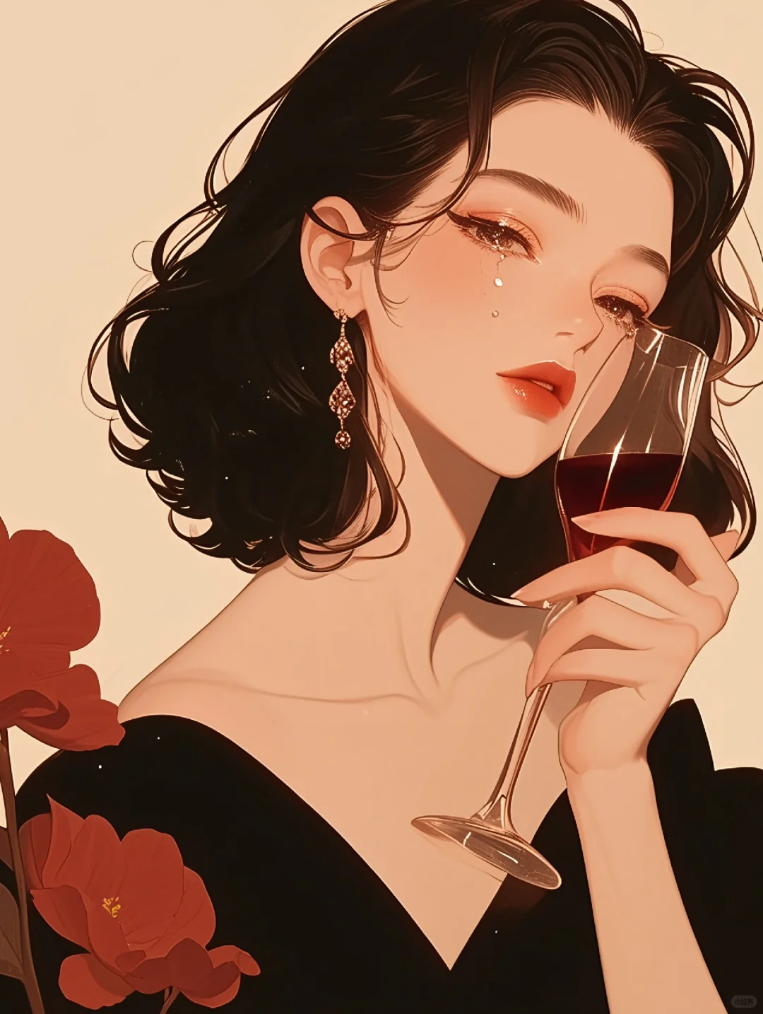 喝醉就不会心痛了|借酒消愁女生插画|A082