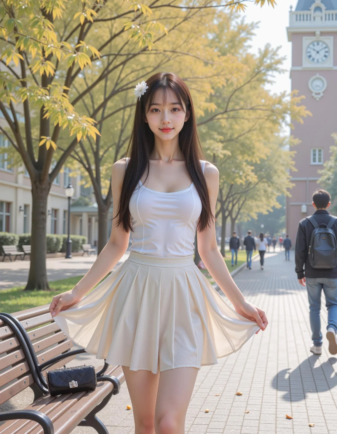 ✨解锁校园甜妹风💕 백褶裙绝绝子!