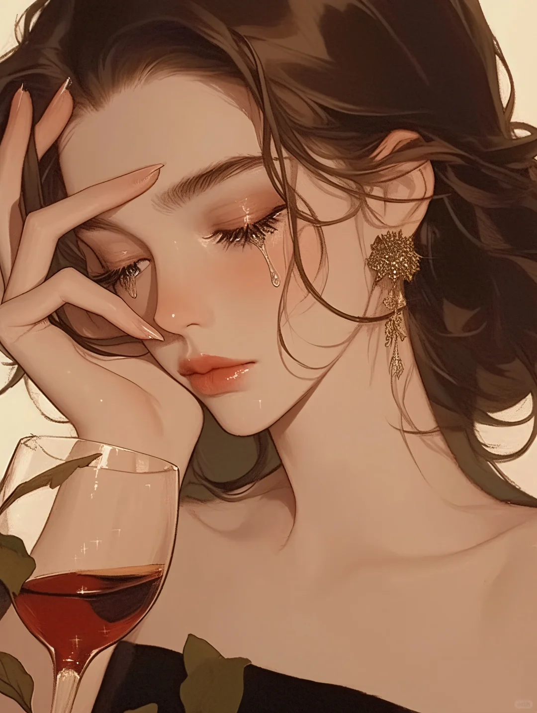 喝醉就不会心痛了|借酒消愁女生插画|A082