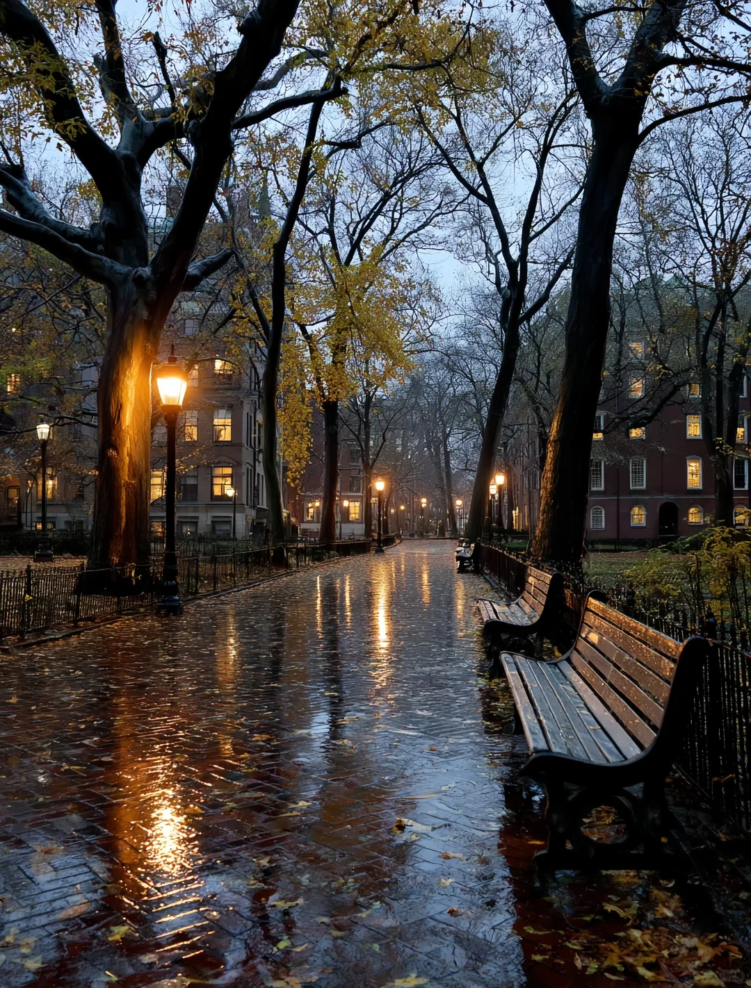 Harvard的雨后秋天,美得不费吹灰之力