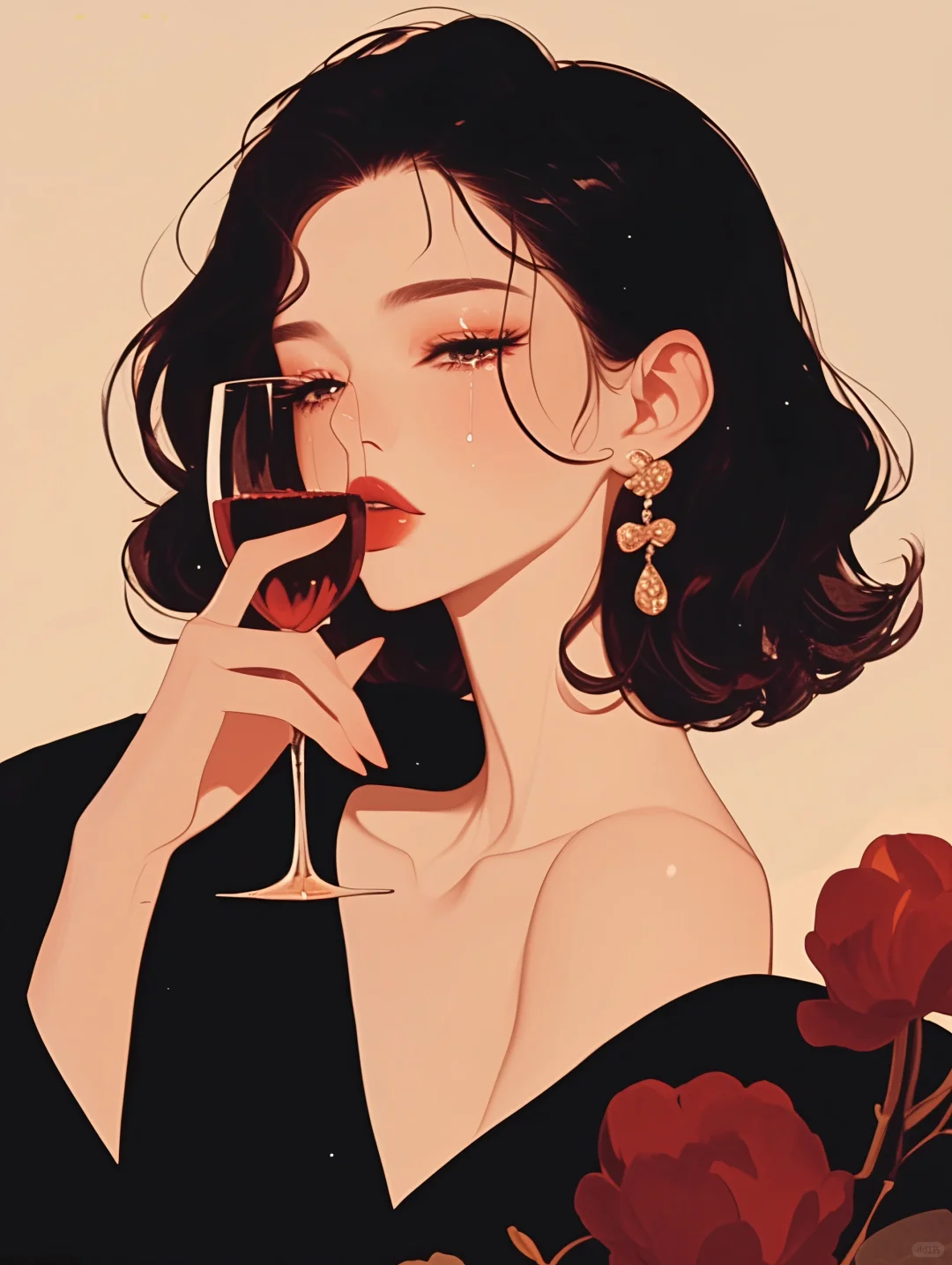 喝醉就不会心痛了|借酒消愁女生插画|A082