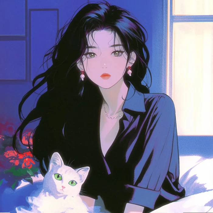 玫瑰和猫 🐈 复古旧漫 治愈系氛围头像